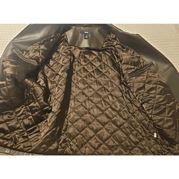 Vintage GAP Men’s Size XXL Brown Leather Zip Up Coat Jacket Long Lined Y2K EUC - Picture 3 of 9